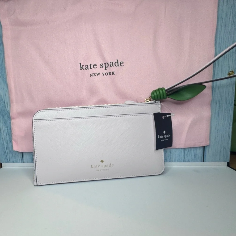 Kate Spade 3D Flora Flower Medium L-Zip Wristlet Pale Amethyst - KK972 MSRP $179 - Picture 15 of 16
